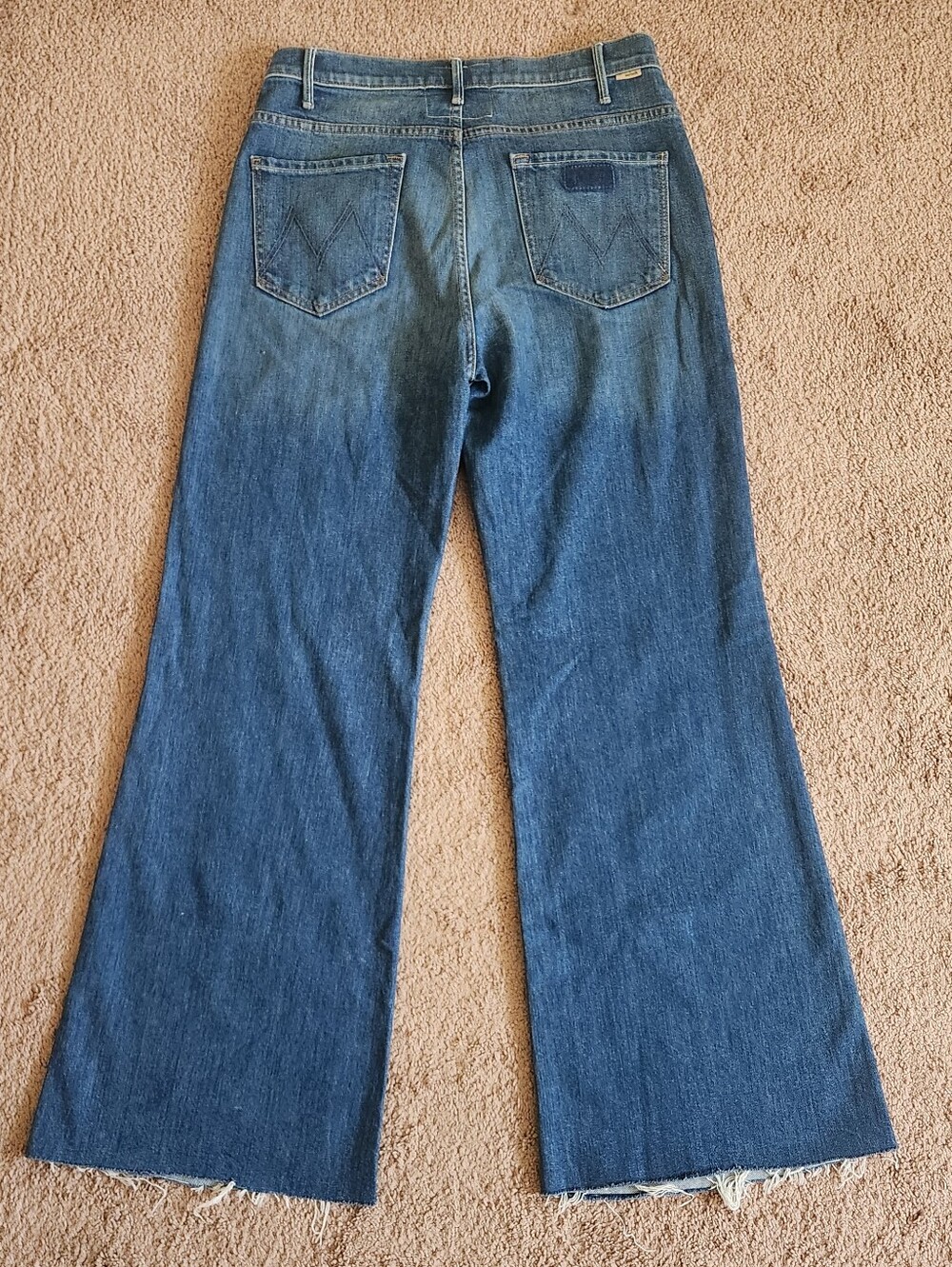 Mother Denim Hustler Roller Heel Fray Size Perfect Drug Medium Wash Wide Leg 31 - Picture 4 of 8